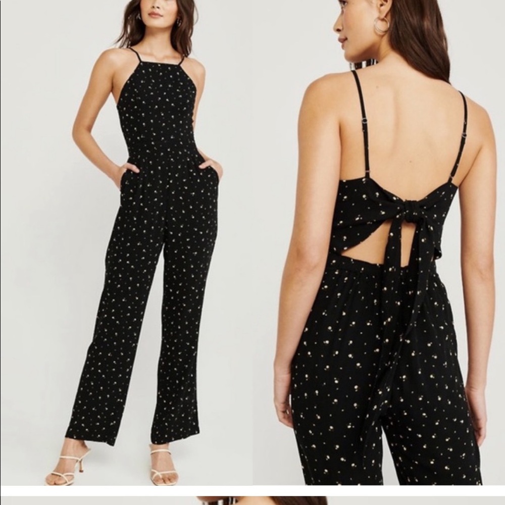 Abercrombie and Fitch Black Polkadot Jumpsuit